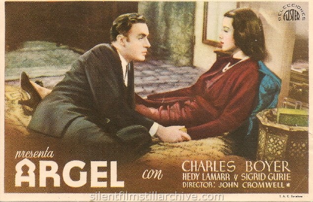 Spanish advertising herald for ALGIERS (1938) with Charles Boyer and Hedy Lamarr. Spanish title: ARGEL.