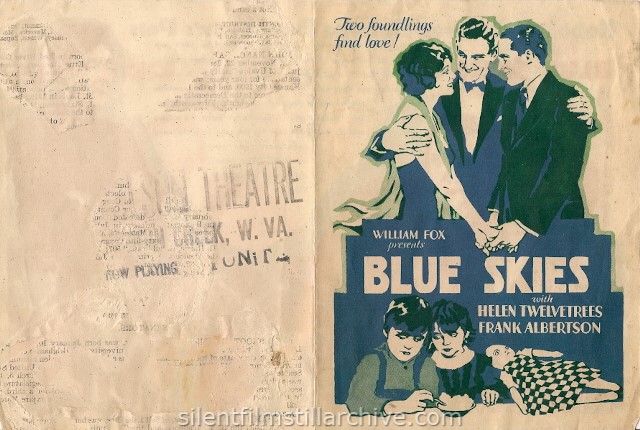 Advertising Herald for BLUE SKIES (1929) with Helen Twelvetrees and Frank Albertson.