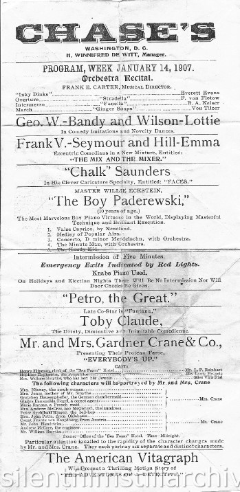Chase's Vaudeville Washington D.C. Program 1907