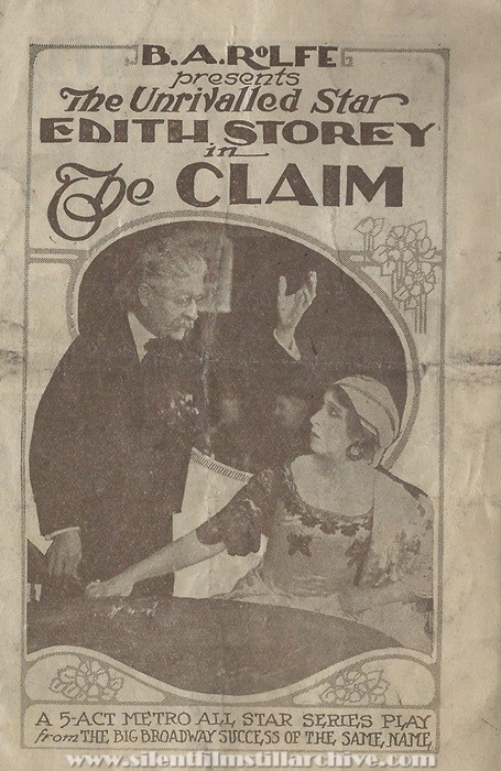 Herald for THE CLAIM (1918) with Edith Storey