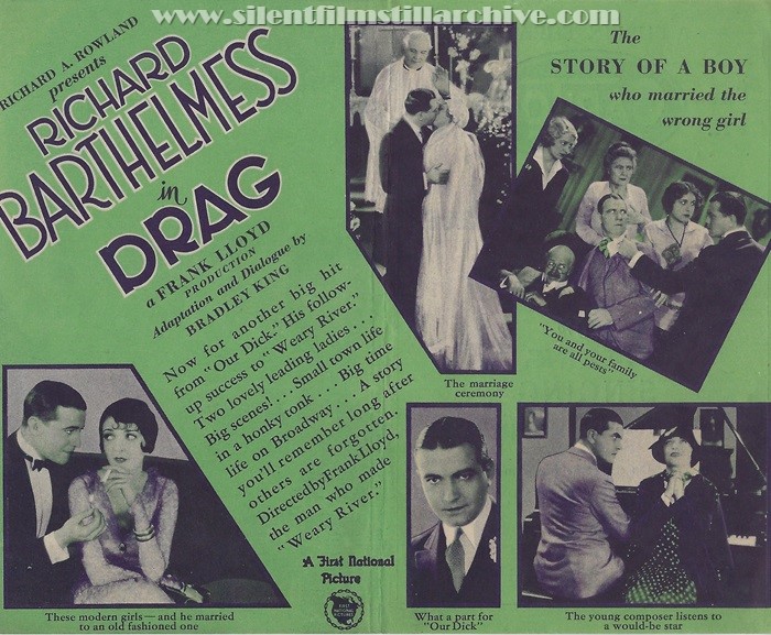 Advertising herald for DRAG (1929) with Richard Barthelmess and Lila Lee