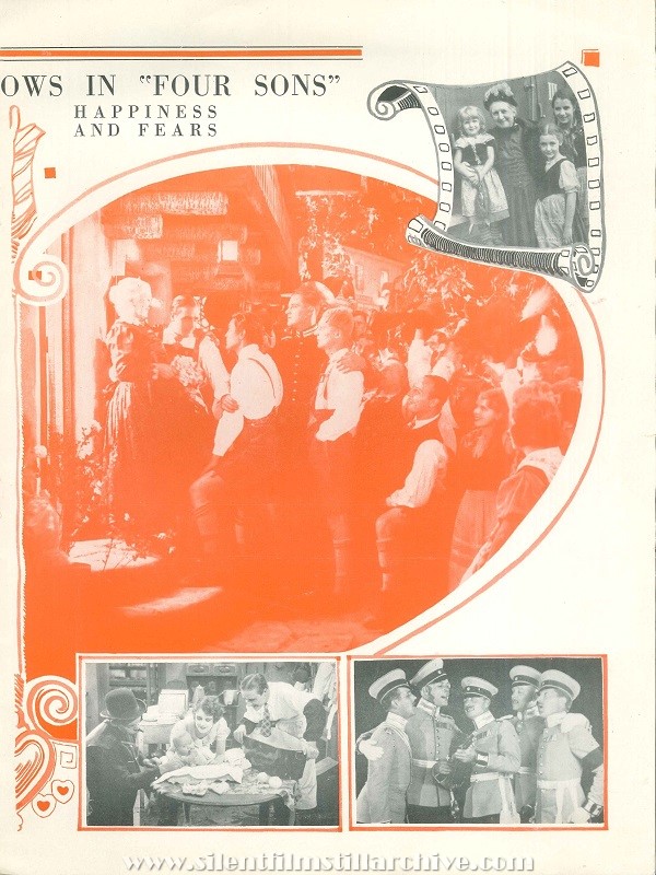 Movie program for FOUR SONS (1928) with Margaret Mann, James Hall, and June Collyer