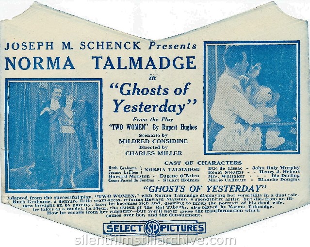 Herald for GHOSTS OF YESTERDAY (1918) with Norma Talmadge.