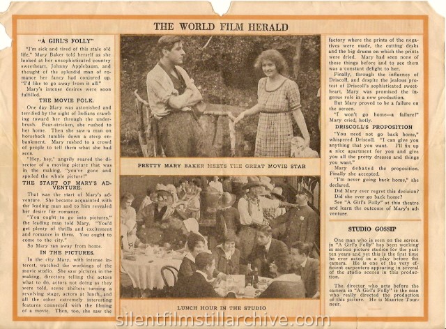 Herald for A GIRL'S FOLLY (1917) with Robert Warwick and Doris Kenyon