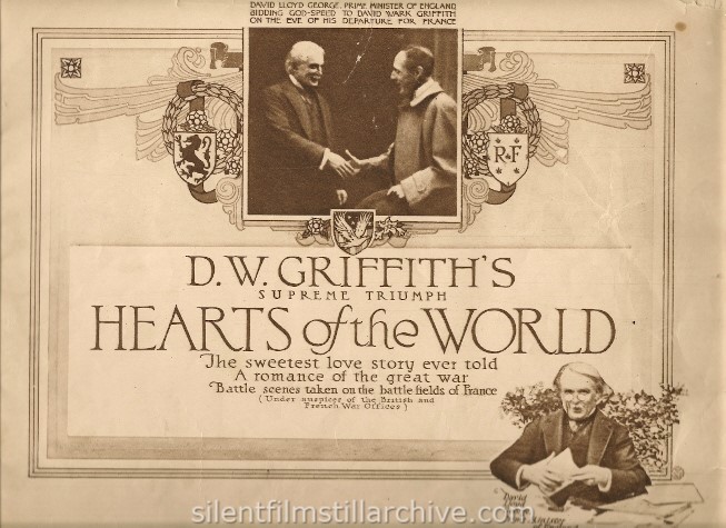 D. W. Griffith's HEARTS OF THE WORLD (1918) movie program