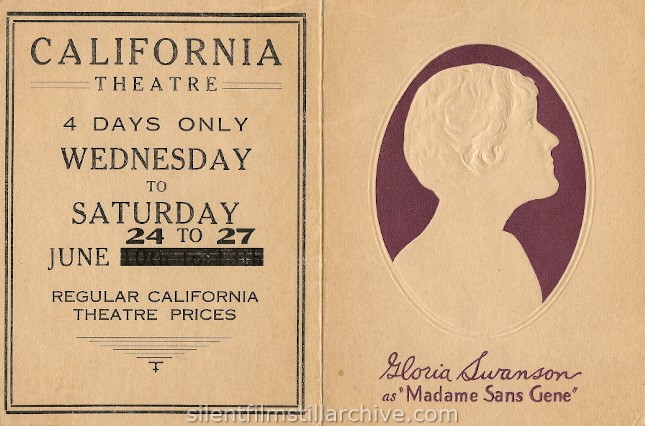 Gloria Swanson in MADAME SANS-GENE (1924) advertising herald