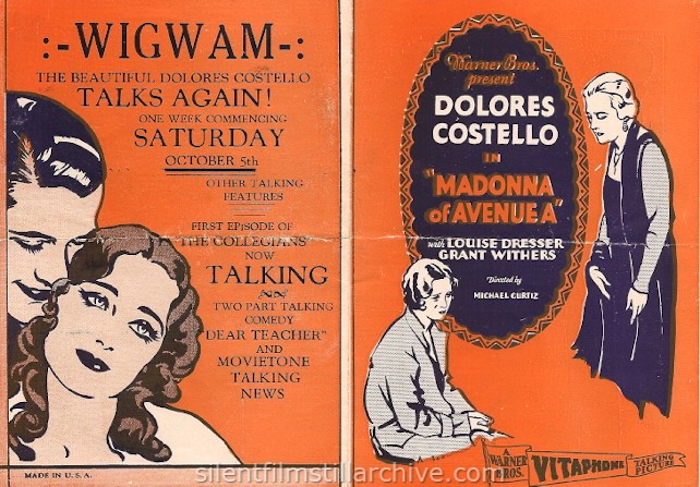 MADONNA OF AVENUE A (1929) herald with Dolores Costello
