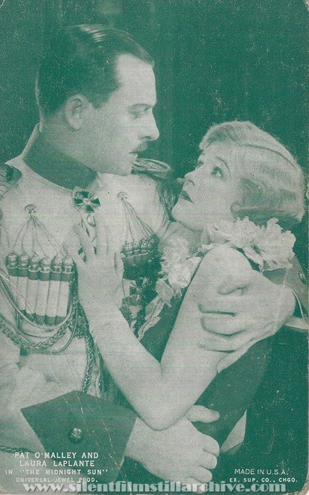 Arcade card for THE MIDNIGHT SUN (1926) with Pat O'Malley and Laura La Plante