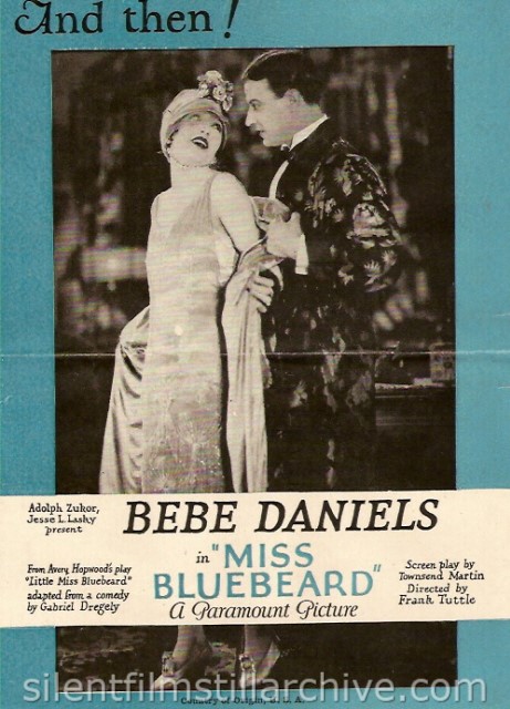 Bebe Daniels and Robert Frazer in MISS BLUEBEARD 1925 movie herald