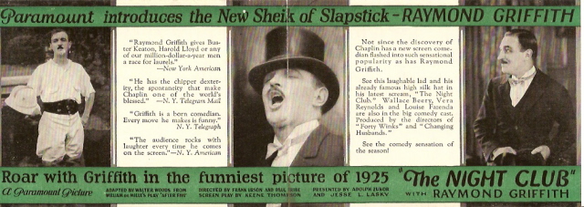 THE NIGHT CLUB (1925) Advertising herald with Raymond Griffith