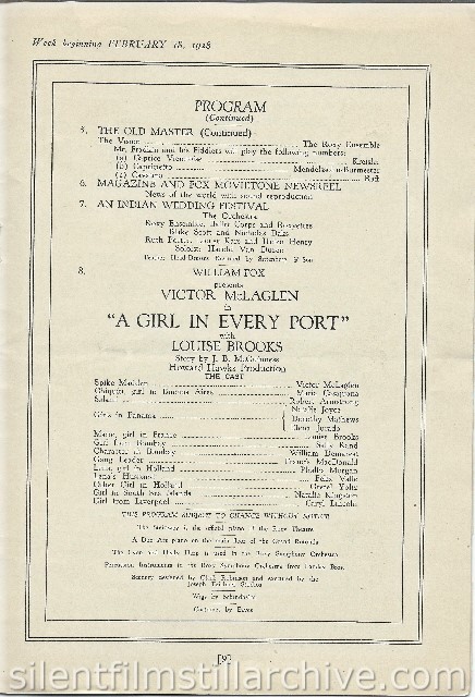 Roxy Theatre program