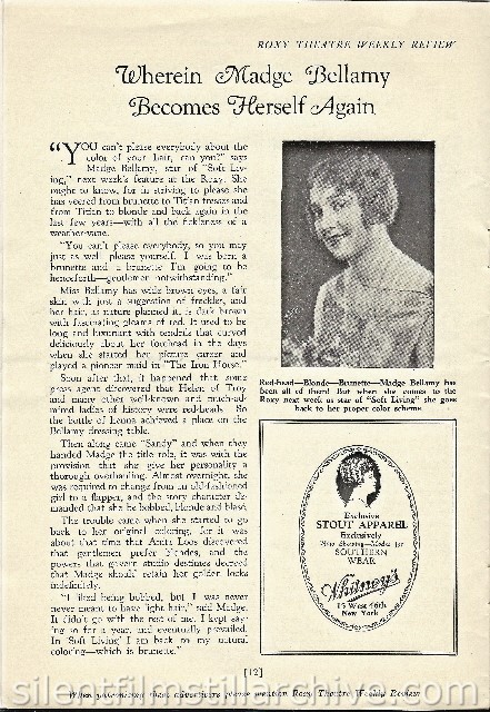 Roxy Theatre program with Madge Bellamy article