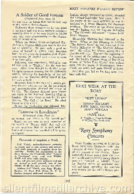Roxy Theatre program
