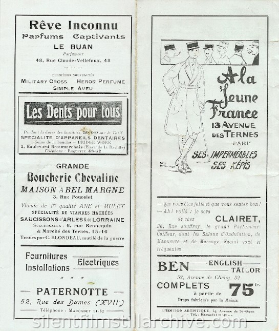 Ternes-Cinma, Paris, France program for the week of April 4, 1918