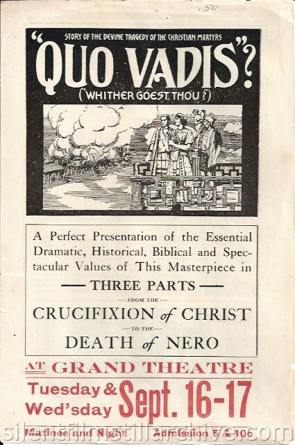 QUO VADIS (1913) program