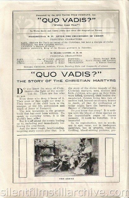 QUO VADIS (1913) program