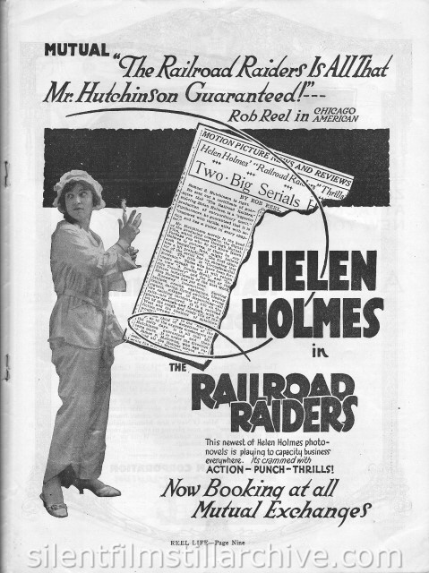 Helen Holmes in RAILROAD RAIDERS (1917)