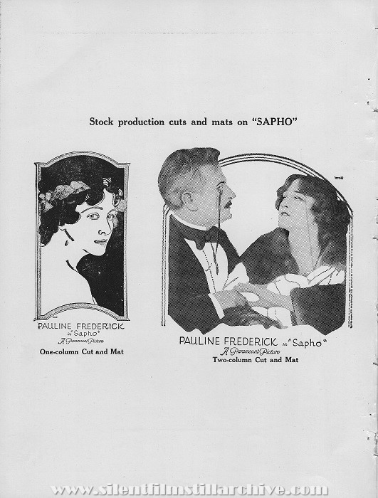 Pauline Frederick in SAPHO (1917) pressbook