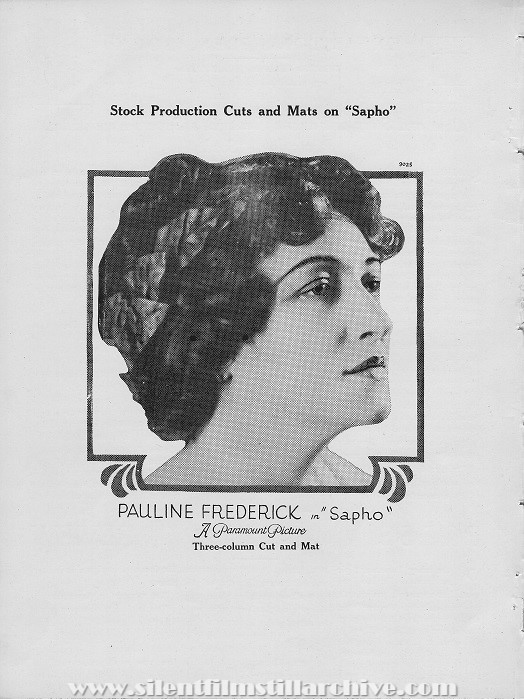 Pauline Frederick in SAPHO (1917) pressbook