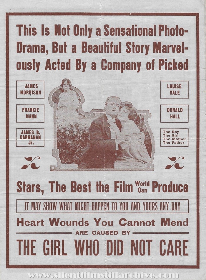 Herald for THE SEX LURE [THE GIRL WHO DID NOT CARE] (1916) with James Morrison and Louise Vale