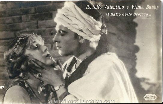 Vilma Banky and Rudolph Valentino in THE SON OF THE SHIEK (1926) postcard