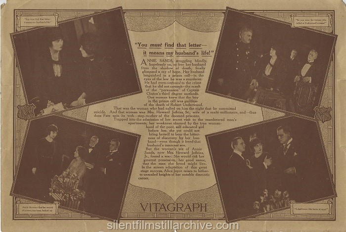 Advertising herald for THE THIRD DEGREE (1919) with Alice Joyce