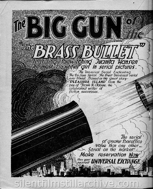 Moving Picture Weekly August 17, 1918 ad for LOCKED IN THE TOWER, Chapter 3 fromTHE BRASS BULLET (1918) 