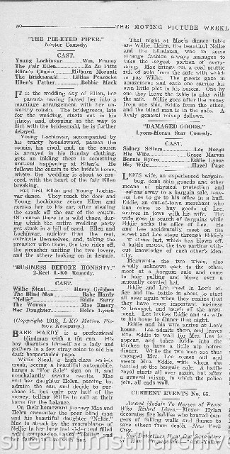 Moving Picture Weekly August 17, 1918 synopsis for BUSINESS BEFORE HONESTY (1918) 