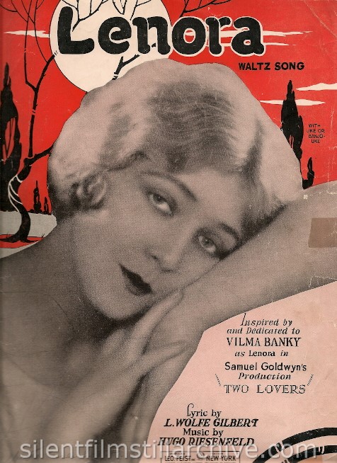 Sheet music for TWO LOVERS (1928) with Vilma Banky