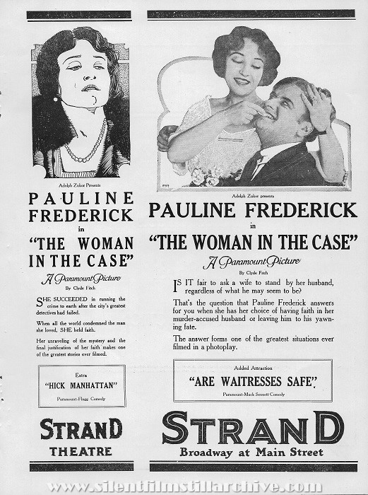 Pressbook for WOMAN IN THE CASE (1916) with Pauline Frederick