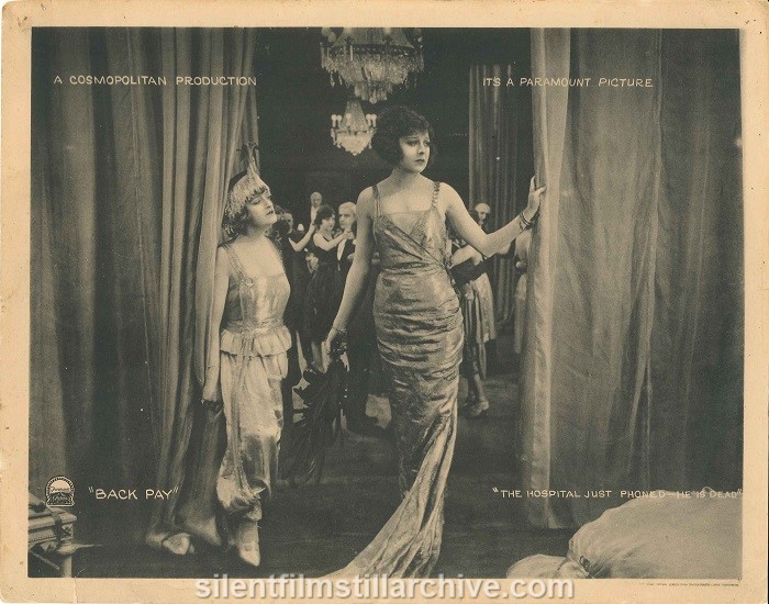 Lobby card for BACK PAY (1922) with Seena Owen