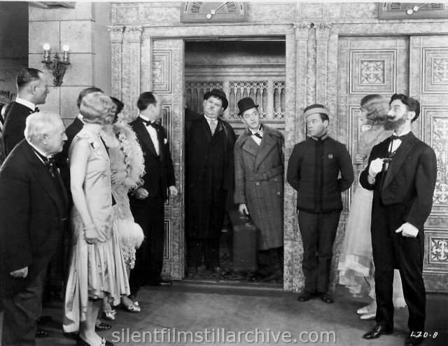 Stan Laurel Oliver Hardy and Charley Rogers in DOUBLE WHOOPEE 1929 