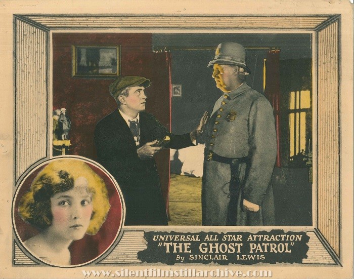 Lobby card for THE GHOST PATROL (1923) with Bessie Love and George Nichols