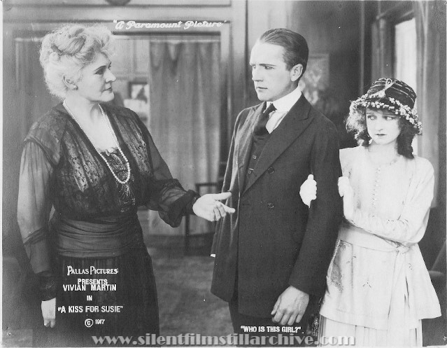 Elinor Hancock, Tom Forman and Vivian Martin in A KISS FOR SUSIE (1917)