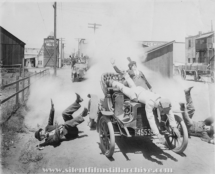 James W. Horne, William H. West, Cleo Ridgely, and Douglas Gerrard in MICKEY FLYNN'S ESCAPADE (1914)