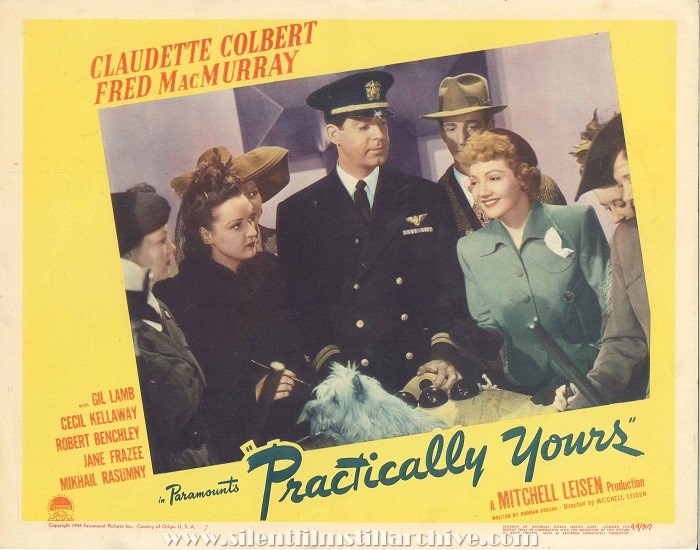 Jane Frazee, Fred MacMurray and Claudette Colbert in PRACTIACLLY YOURS (1944)