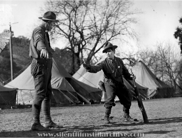 Karl Dane instructs George K. Arthur in army training in ROOKIES (1927)