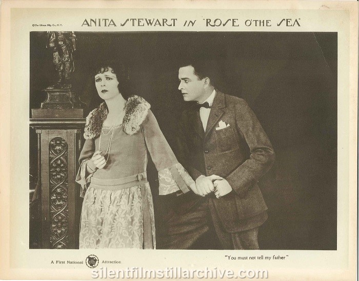 Anita Stewart and Thomas Holding on a lobby card for ROSE O' THE SEA (1922)