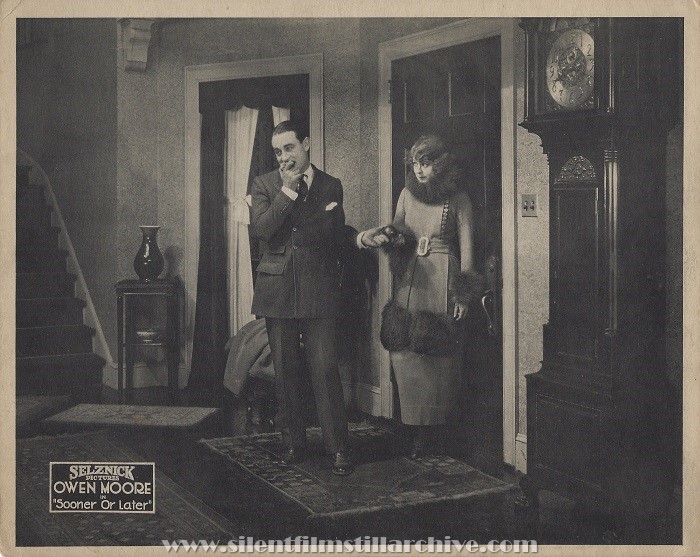 Mini lobby card for SOONER OR LATER (1920) with Owen Moor and Seena Owen