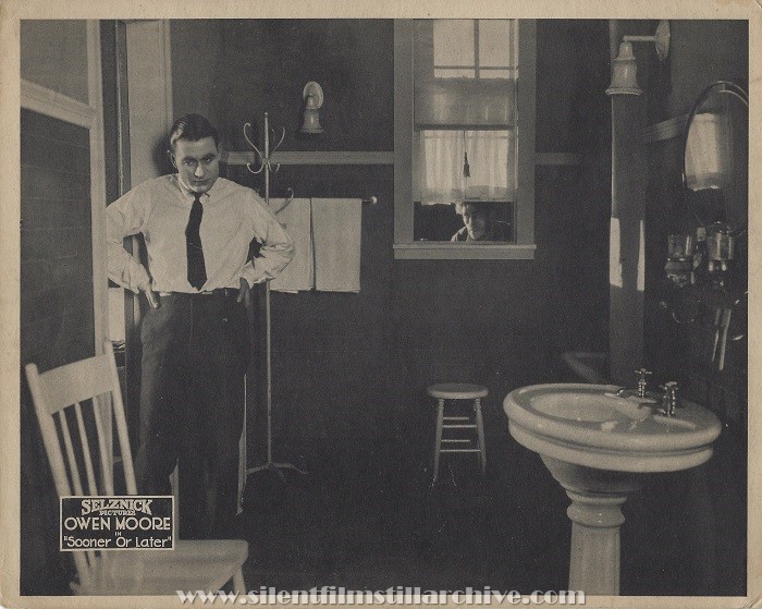 Mini lobby card for SOONER OR LATER (1920) with Owen Moore