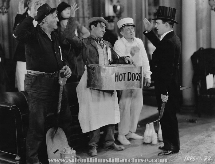 Jerry Mandy (with hot dogs), Monte Collins, and Raymond Griffith in YOU'D BE SURPRISED (1926)