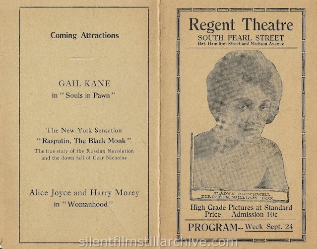 Albany Regent Theatre program, September 1917