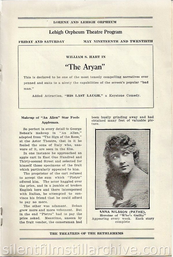 Lorenz and Lehigh Orpheum Theaters of Bethlehem, Pennsylvania, program for the week of May 15, 2015