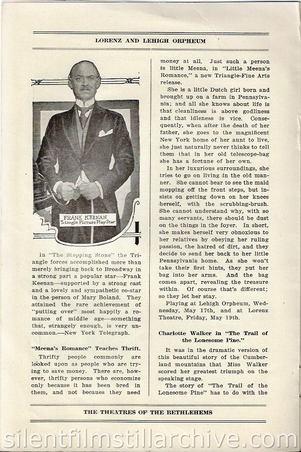 Lorenz and Lehigh Orpheum Theaters of Bethlehem, Pennsylvania, program for the week of May 15, 2015