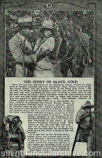 Advertising herald BLACK GOLD (1928) with Laurence Crier and Kathryn Boyd, showing at the Goldfield Theatre in Baltimore, Maryland
