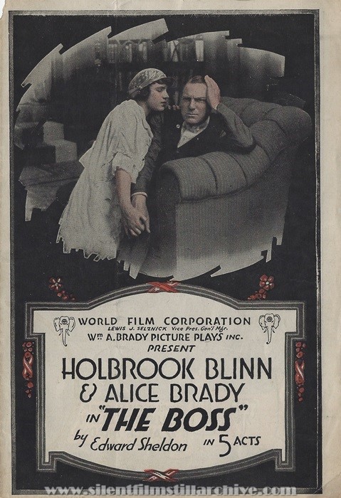 Herald for THE BOSS (1915) with Holbrook Blinn and Alice Brady