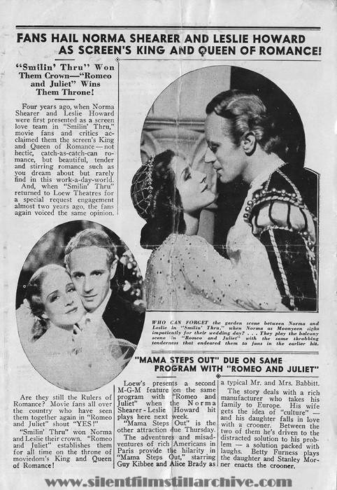 Bronx, New York, Loew's Paradise Theatre program for April 8th, 1937 showing ROMEO AND JULIET (1936) with Norma Shearer