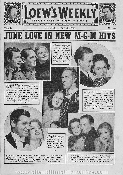 Loew's Warwick Theatre, Theatre program, June 26, 1936