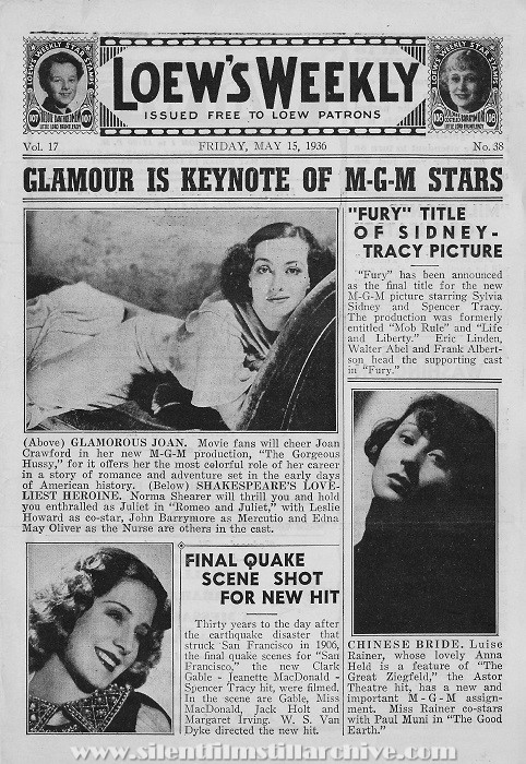 Loew's Warwick Theatre, Theatre program, May 15, 1936