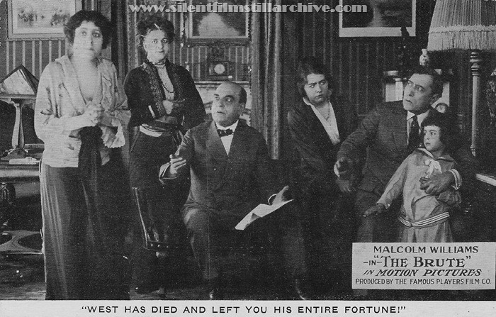 Postcard for THE BRUTE (1914) with Malcolm Williams